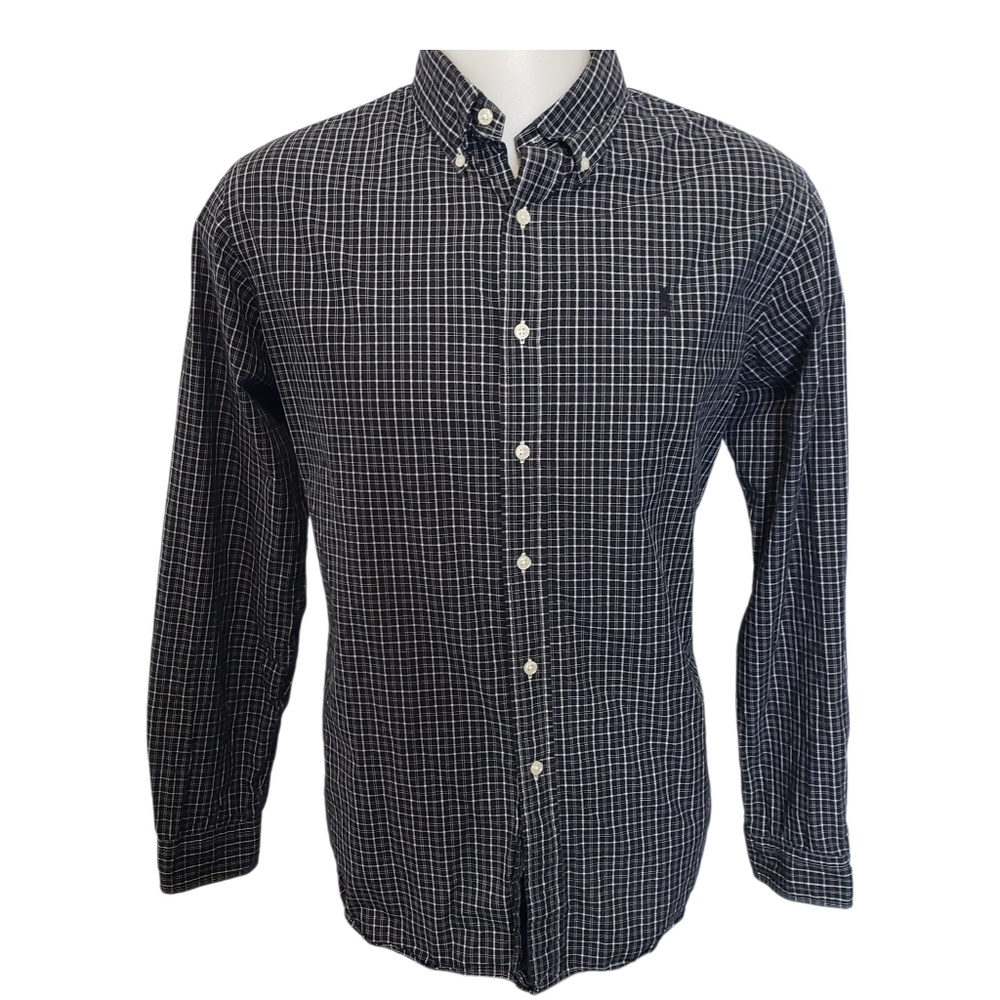 Ralph Lauren Classic Fit Button Up Check Black/White Long Sleeve Men's Size XL